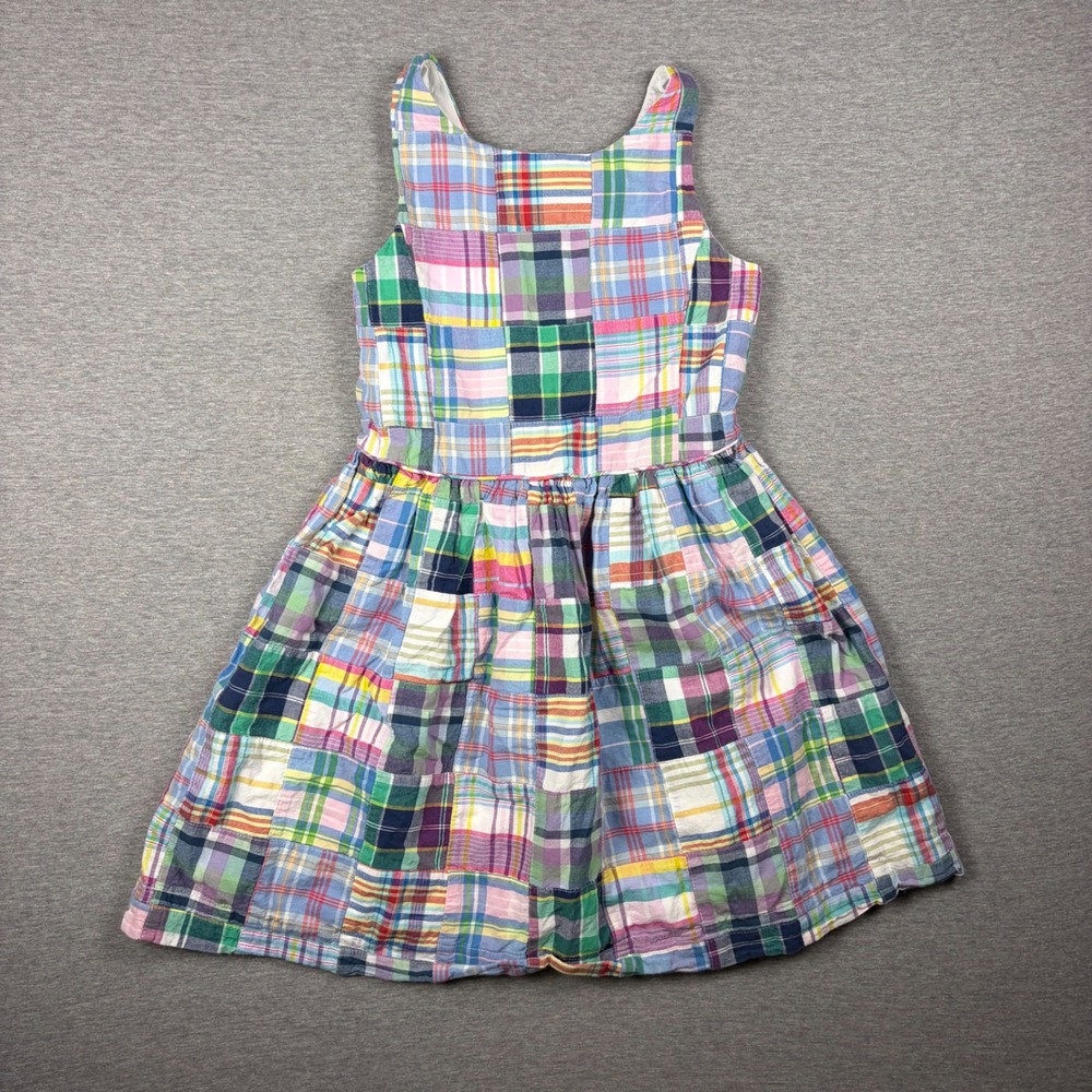 Polo Ralph Lauren Dress Girls 8 Multicolor Patchwork Madras Plaid Sleeveless